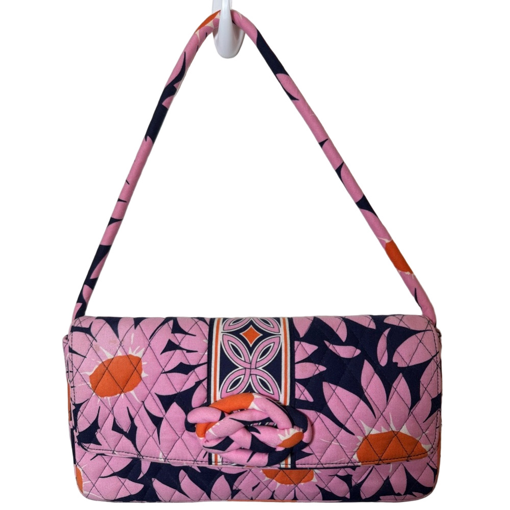 Vera Bradley Knot Just A Clutch Loves Me Pink Floral Purse Bag Clutch SKU0965